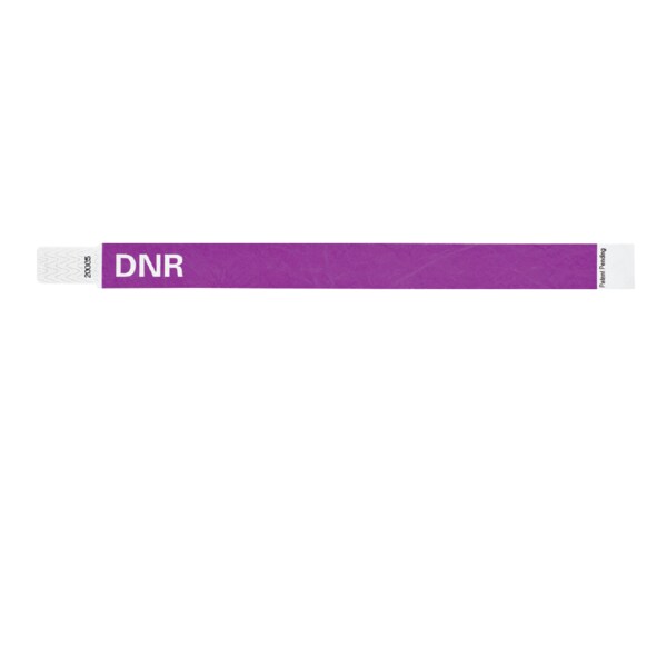 Nevs Wristband - Tyvek - DNR 1" x 10" Purple w/White WB-0023 - main
